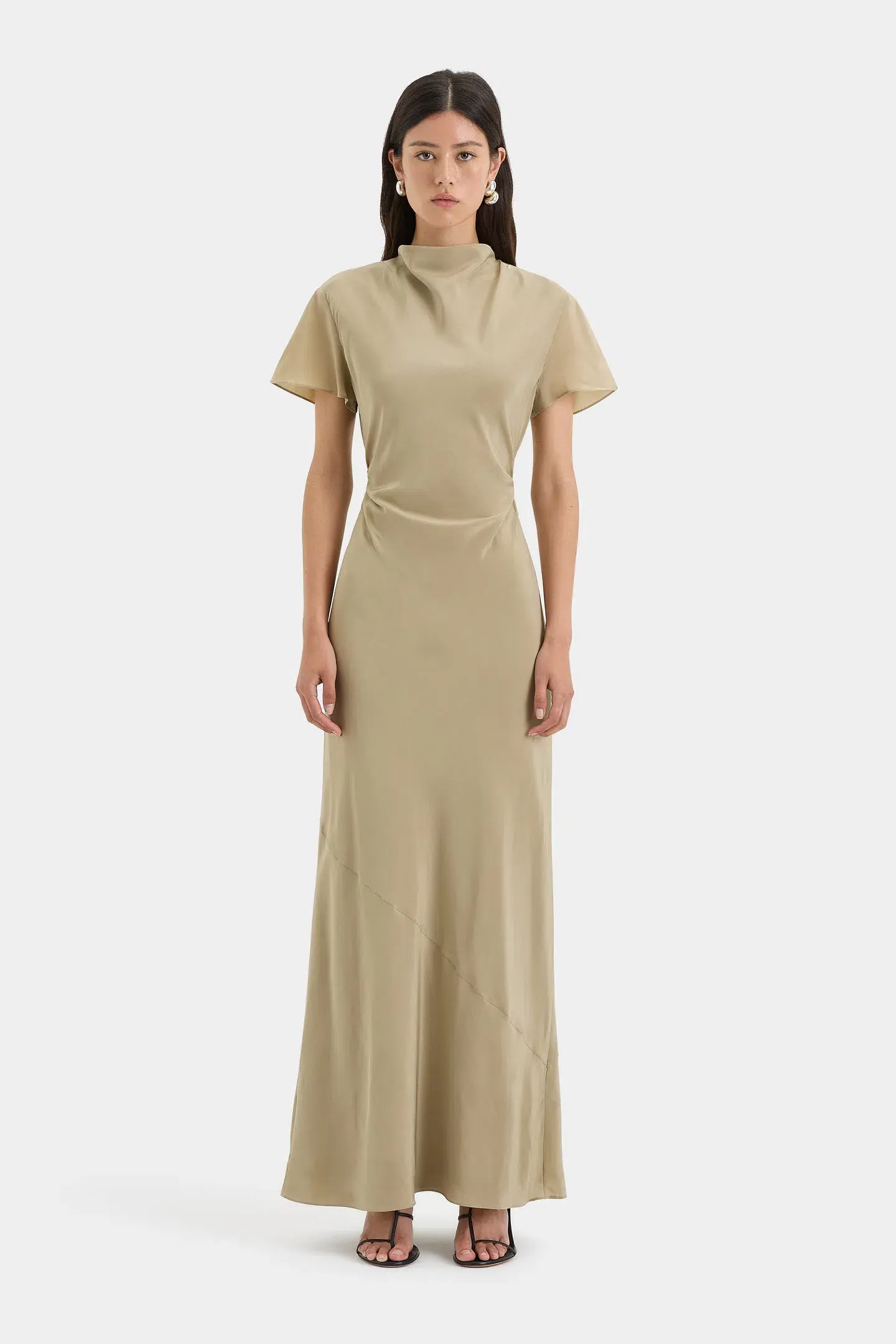 Sir the Label Seameadow Bias Dress Olive Size 1/Au 8 - Image 1