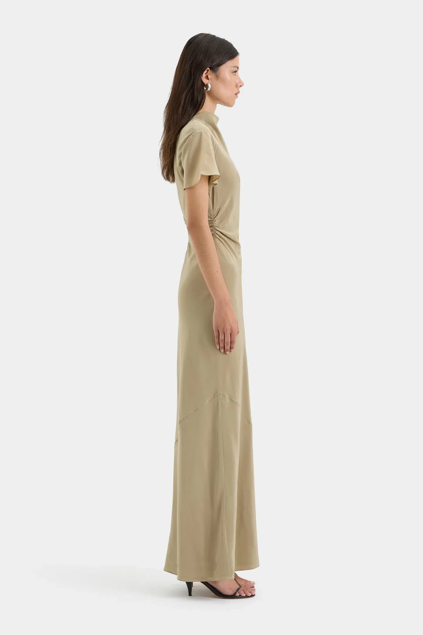 Sir the Label Seameadow Bias Dress Olive Size 1/Au 8 - Image 3