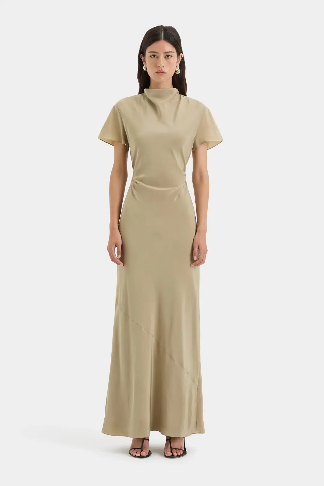 Sir the Label Seameadow Bias Dress Olive Size 2/Au 10 for rent on The Volte - main image