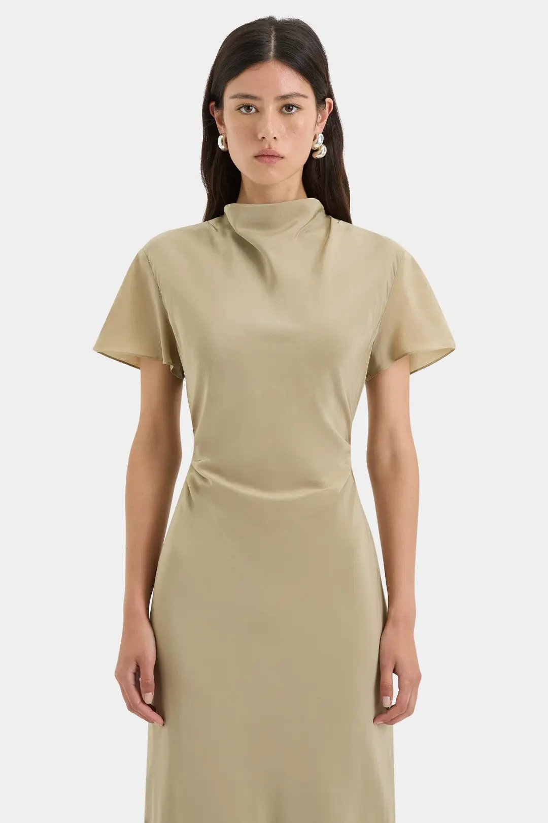Sir the Label Seameadow Bias Dress Olive Size 2/Au 10 for rent on The Volte - main image