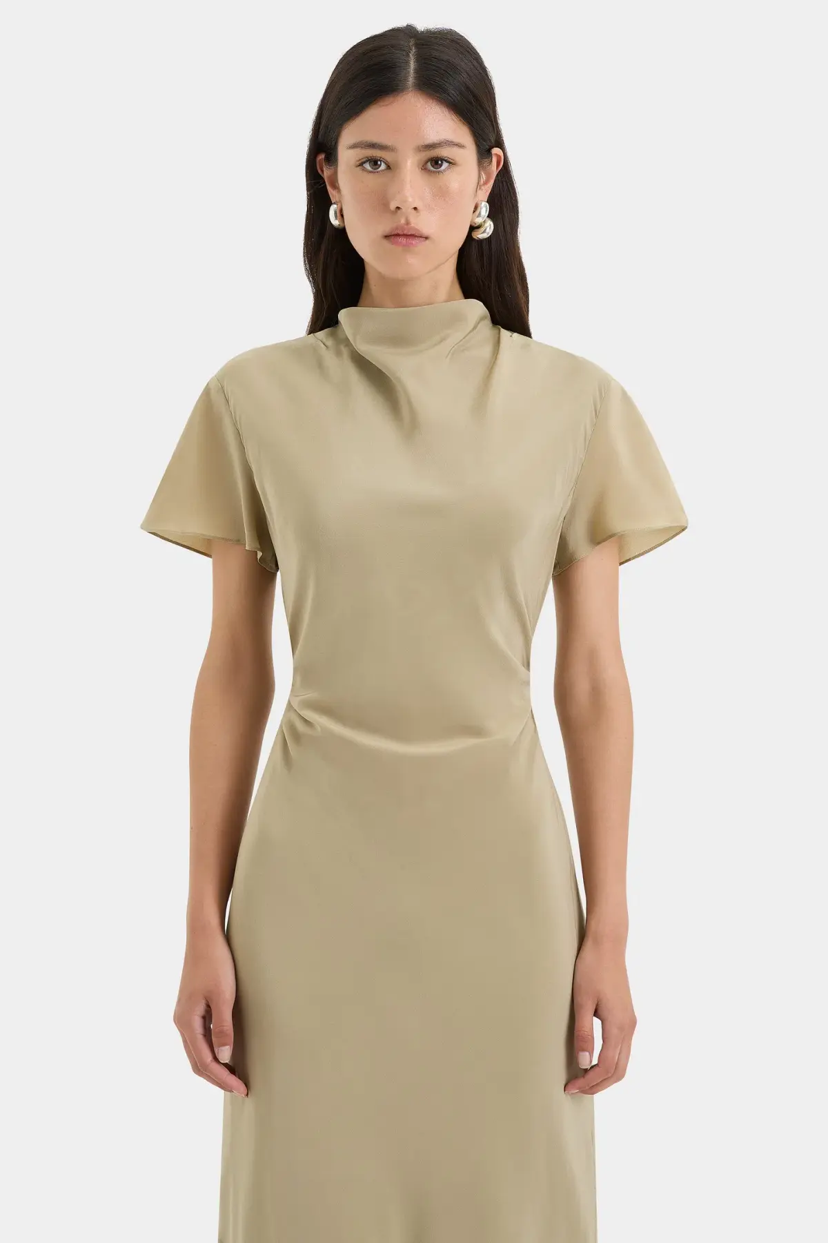 Sir the Label Seameadow Bias Dress Olive Size 2/Au 10 - Image 2