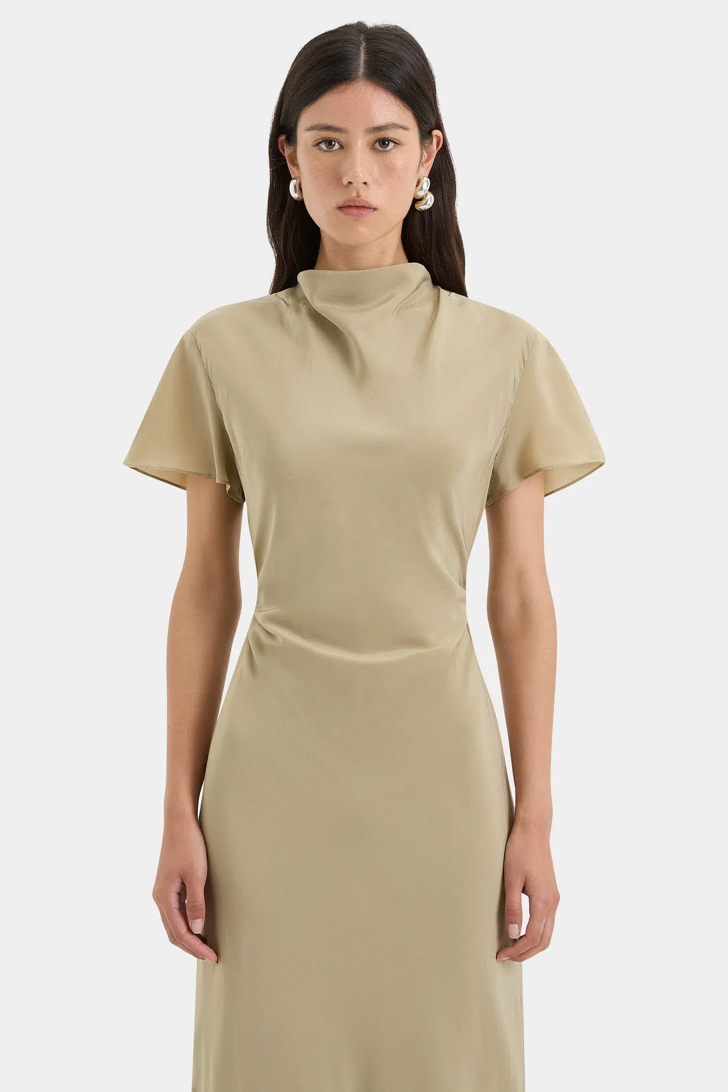 Sir the Label Seameadow Bias Dress Olive Size 2/Au 10 - Image 2