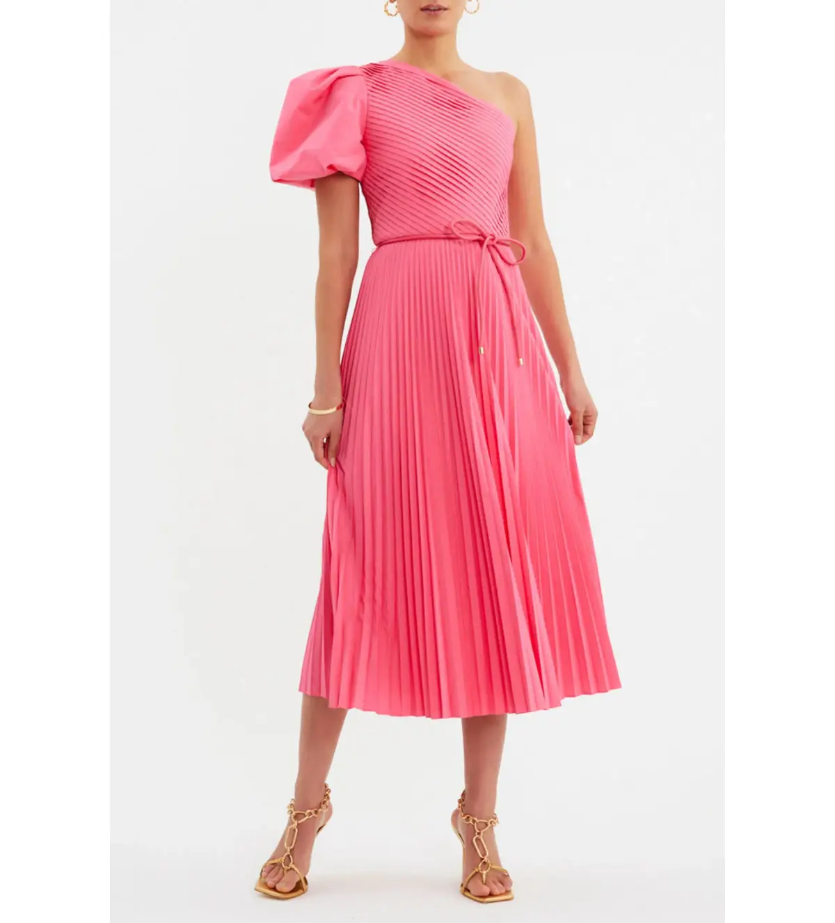 Rebecca Vallance Rosa One Shoulder Midi Dress Pink Size 8 - Image 1