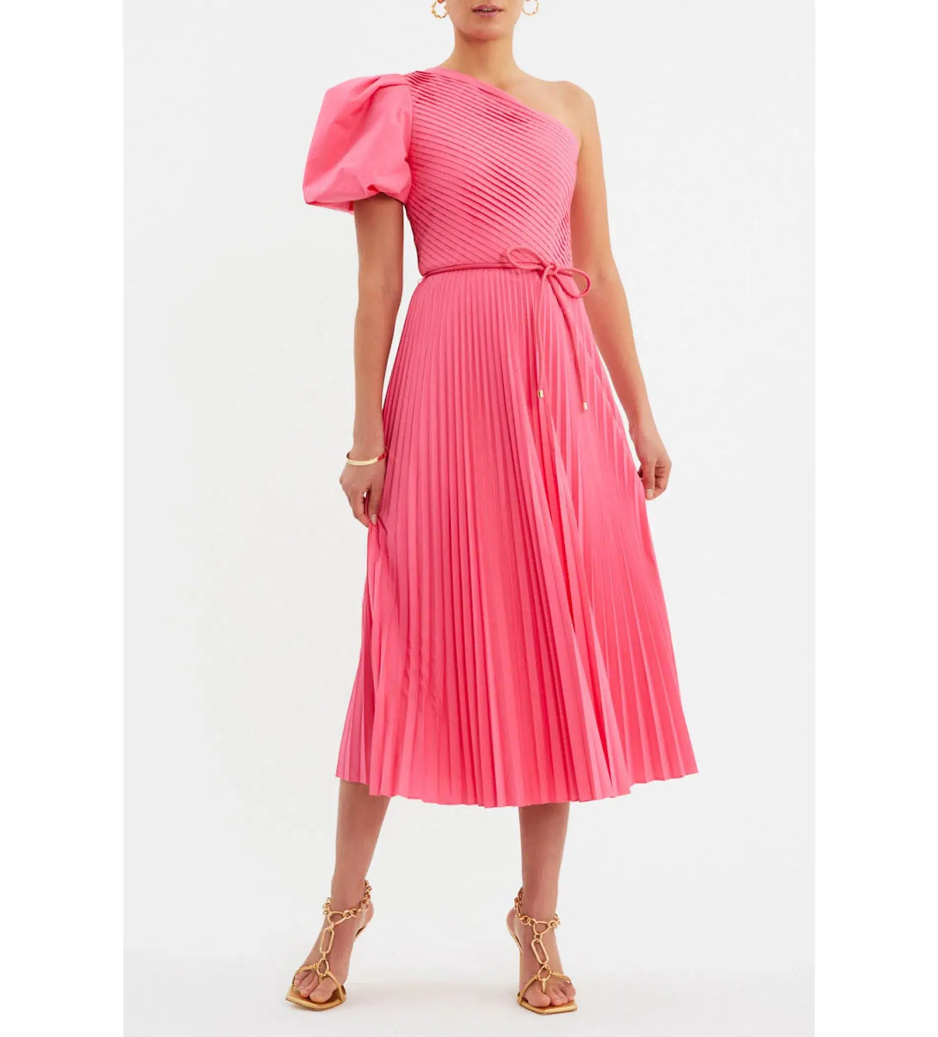 Rebecca Vallance Rosa One Shoulder Midi Dress Pink Size 8 - Image 1