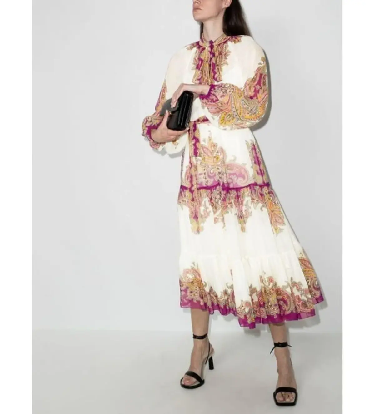 Zimmermann Teddy Paisley-print Midi Dress in White Size 0/Au 8  - Image 1
