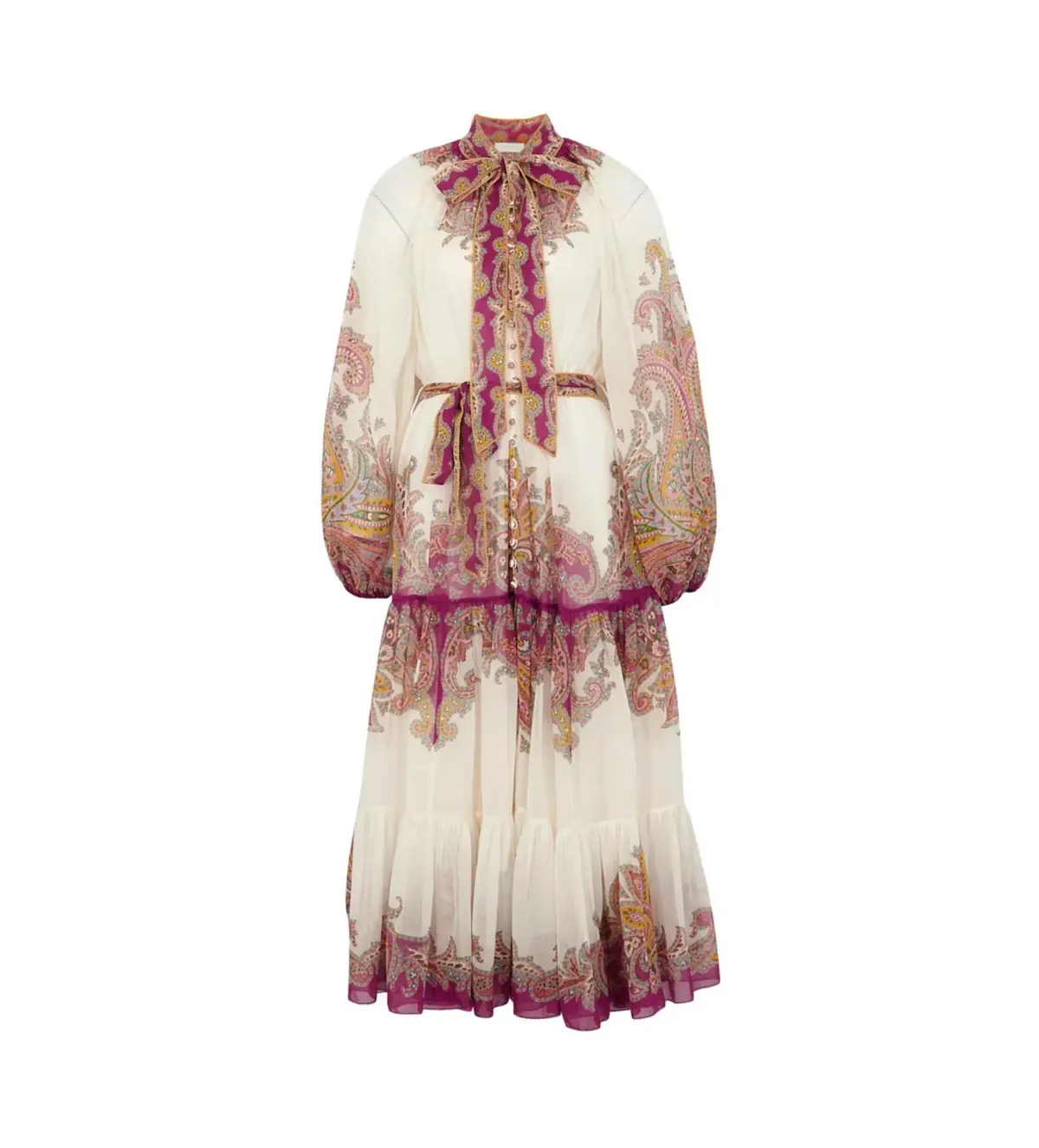 Zimmermann Teddy Paisley-print Midi Dress in White Size 0/Au 8  - Image 2