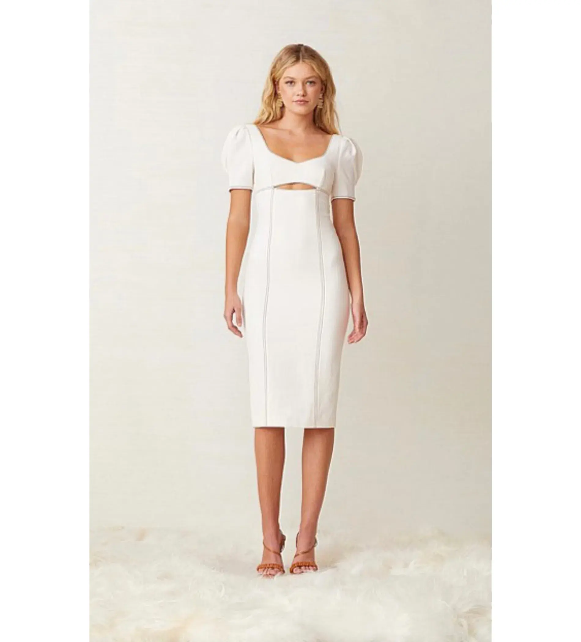 Bec & Bridge Noah White Mouth Midi Dress White Size 10 - Image 1