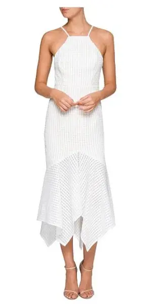 Shona Joy White Lucia Lace Up Midi Dress White Size 10 for rent on The Volte - main image