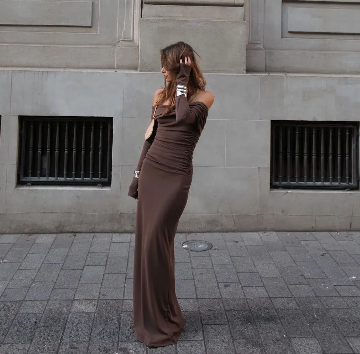Benni Lorena Maxi Dress in Ash Brown Size 12 - Image 3