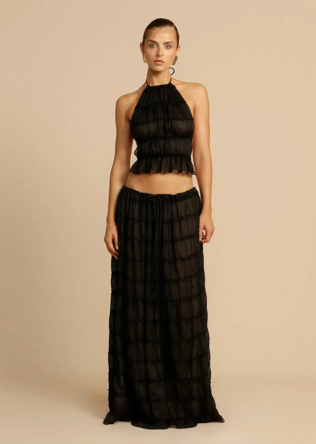 Arcina Ori Juliette Halter Top & Maxi Skirt Set Black Size S / AU 6-8 - Image 2