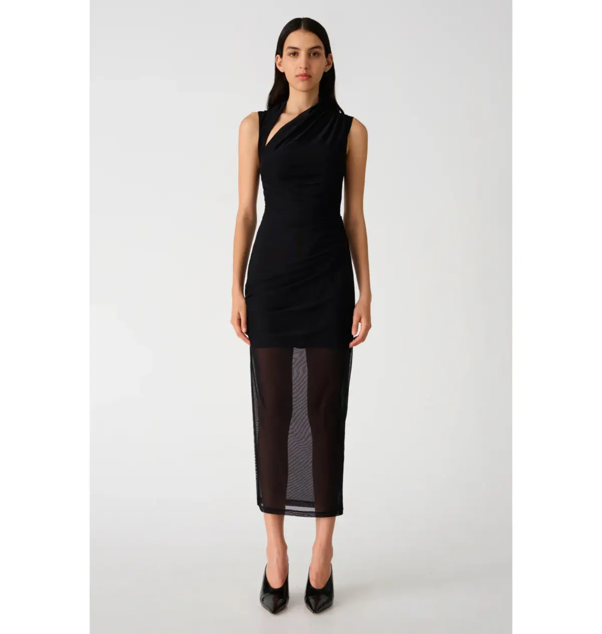 Misha Tillie Mesh Midi Dress in Black Size 6 - Image 1