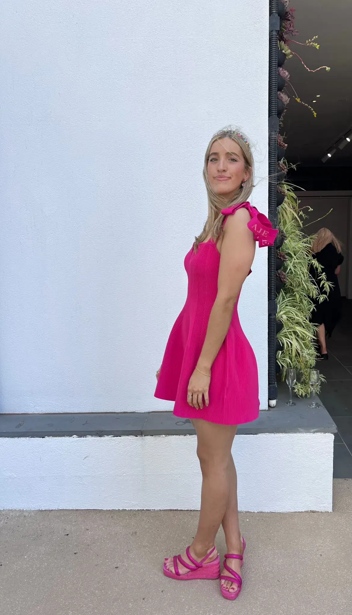 Aje Amber Knit Tie Shoulder Mini Dress Pink Size Small / AU 8 - Image 7