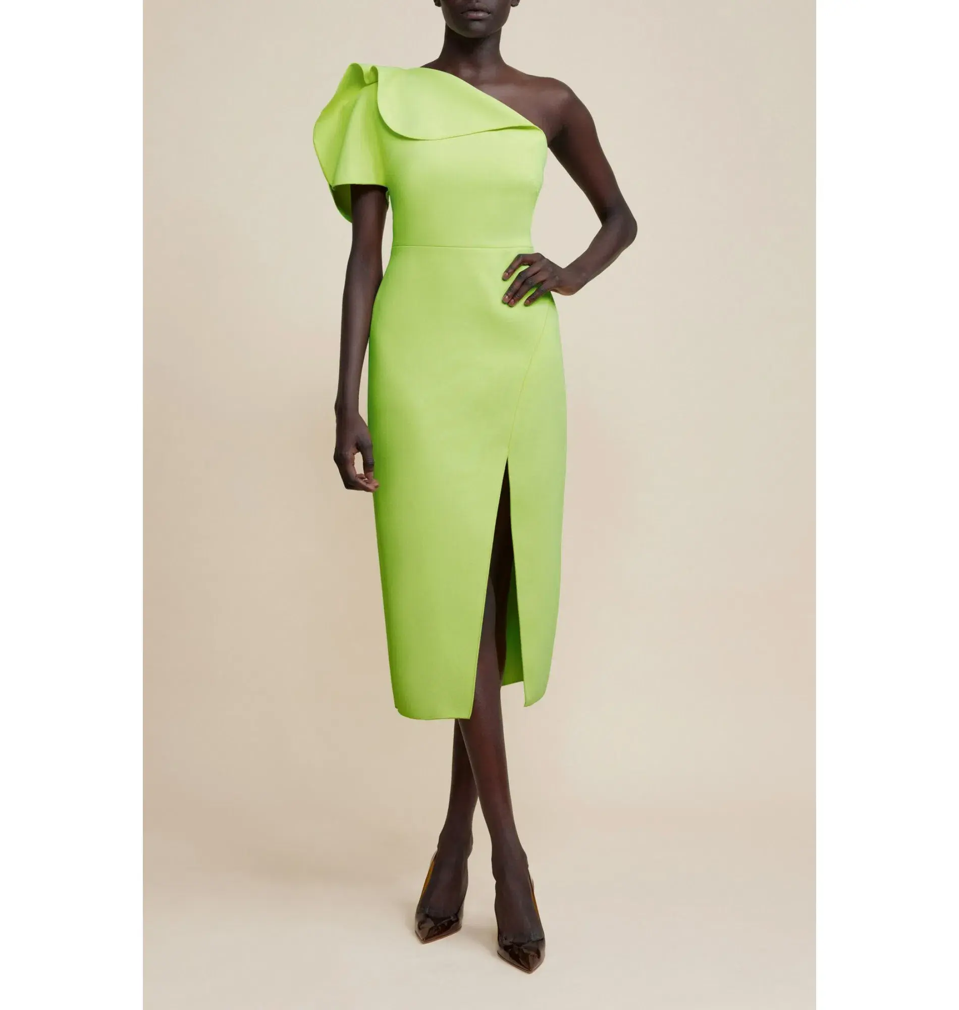 Acler Rogeron Midi Dress Citron Size AU 6 - Image 1