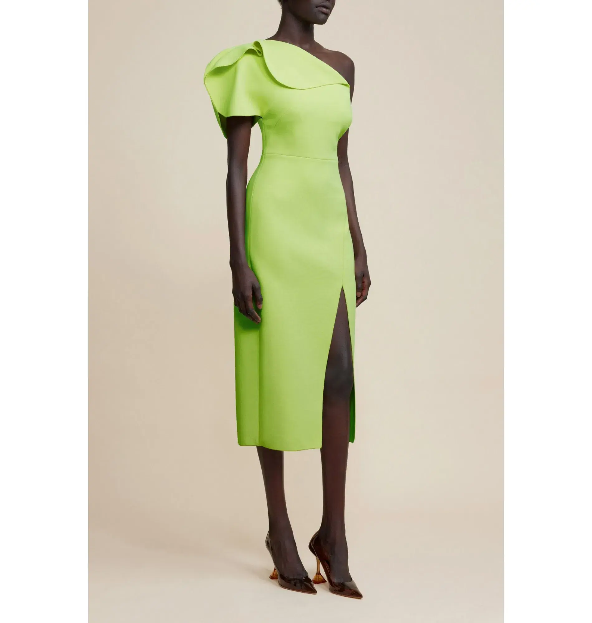 Acler Rogeron Midi Dress Citron Size AU 6 - Image 2