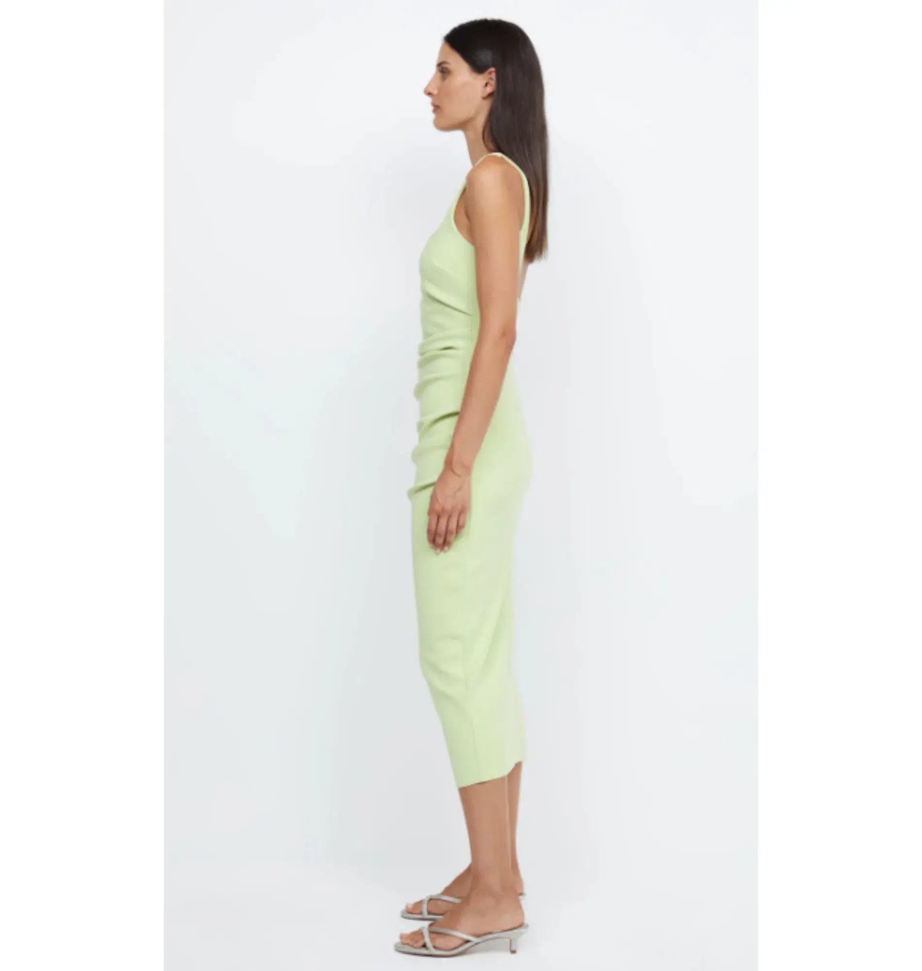 Bec & Bridge Karina Tuck Midi Dress Lime Green Size AU 8 - Image 2