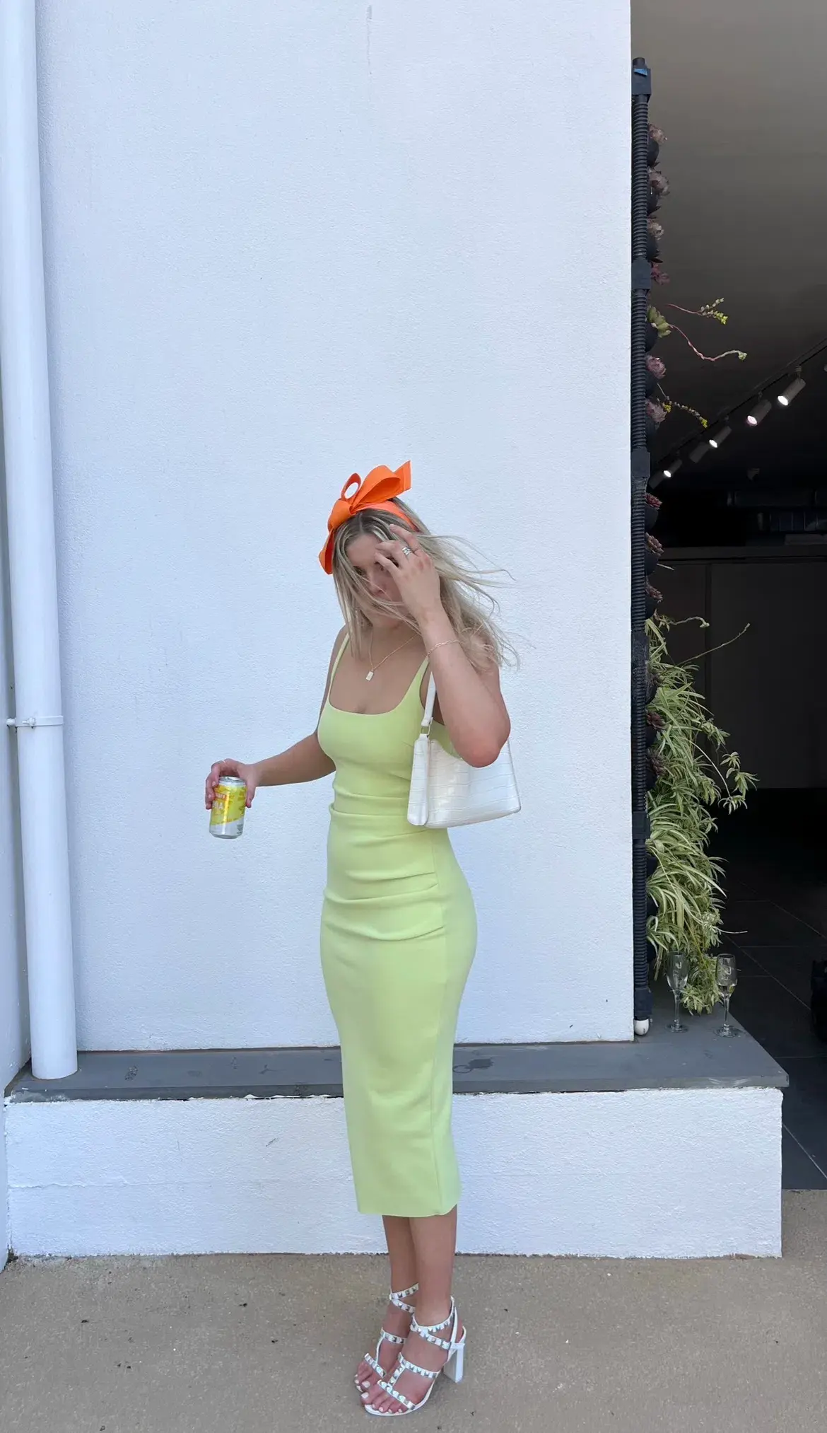 Bec & Bridge Karina Tuck Midi Dress Lime Green Size AU 8 - Image 5