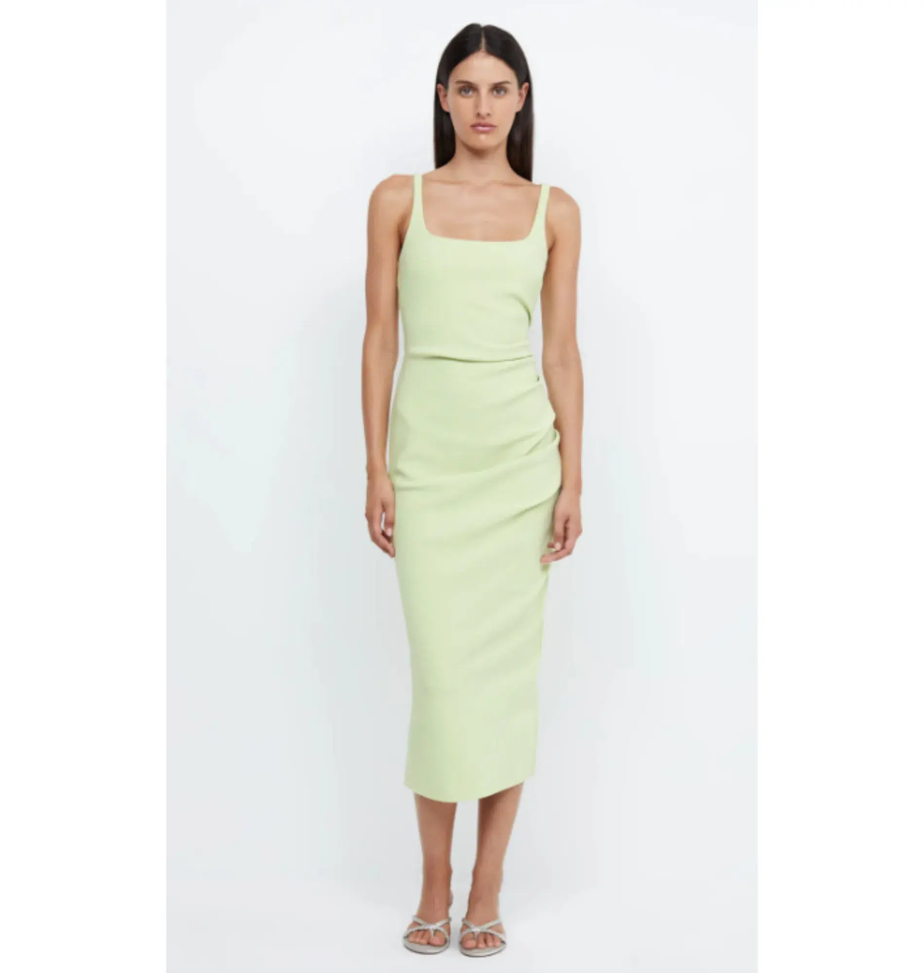 Bec & Bridge Karina Tuck Midi Dress Lime Green Size AU 8 - Image 1