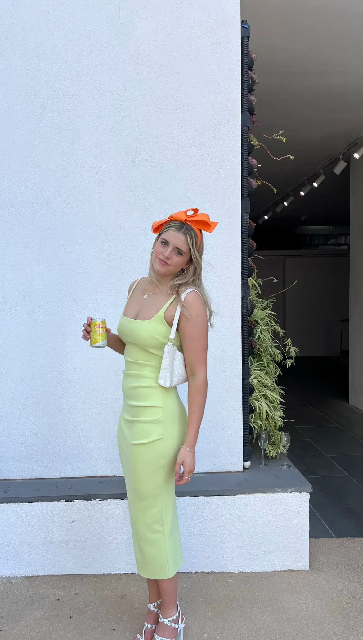 Bec & Bridge Karina Tuck Midi Dress Lime Green Size AU 8 - Image 3