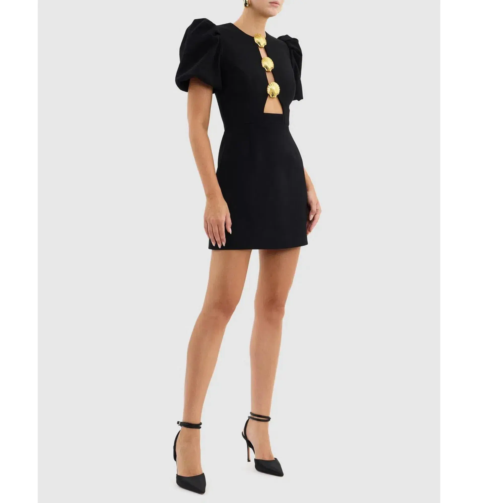 Rebecca Vallance Sirene Puff Sleeve Mini Dress Black Size AU 6 - Image 2