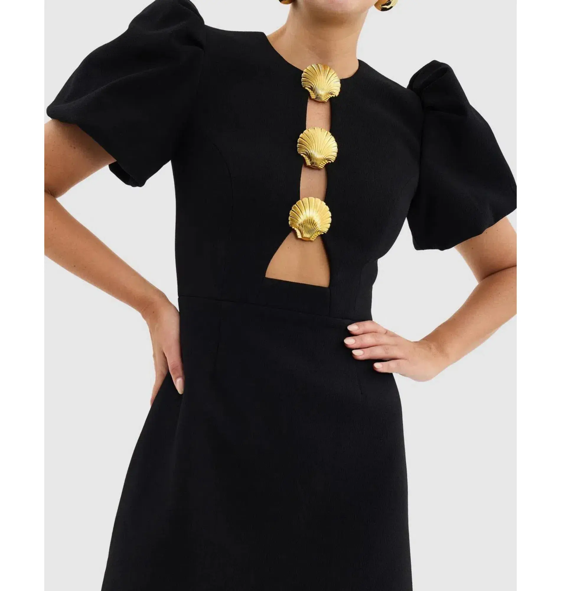 Rebecca Vallance Sirene Puff Sleeve Mini Dress Black Size AU 6 - Image 3