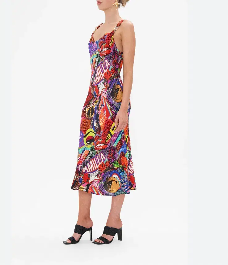 Camilla  Bias Slip With Wide Strap in Radical Birth Print Size L (AU 14) for rent on The Volte - main image