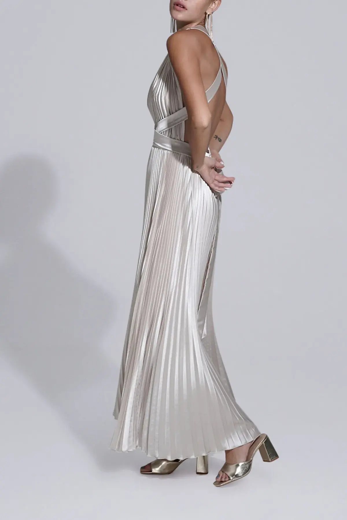L’Idee Moderniste Midi Gown Champagne Size 10 - Image 4