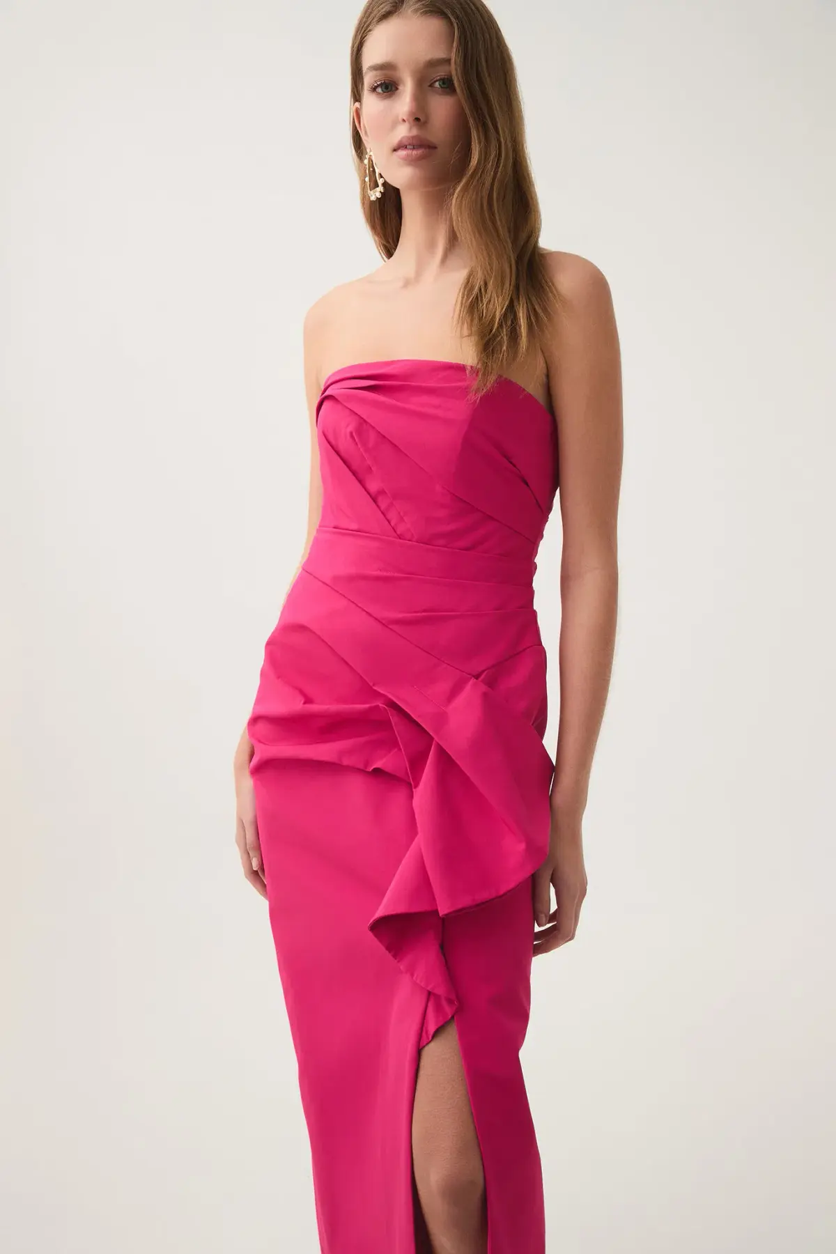 Aje Roma Draped Midi Dress Rich Magenta Size 6 - Image 5