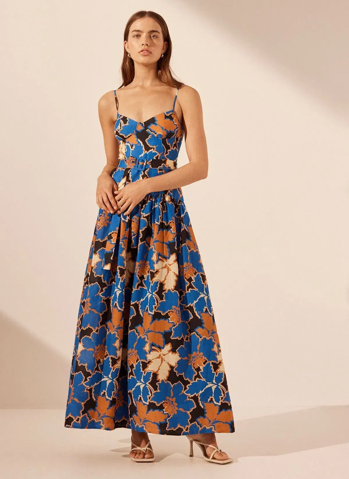 Shona Joy Karla Panelled Bustier Maxi Dress Strong Blue/Multi Size 8 - Image 1