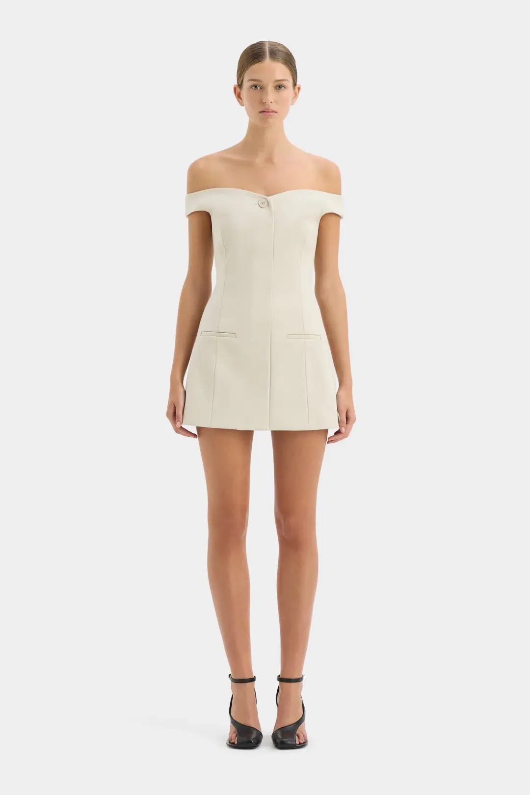 Sir the Label Sandrine Off Shoulder Mini Dress in Ecru Size 1 (AU 8) for rent on The Volte - main image