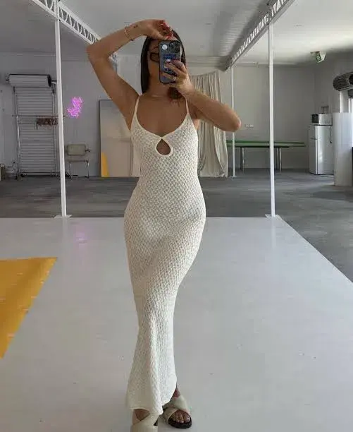 Bec & Bridge Effie Knit Key Maxi Dress Ivory Size 8 - Image 6