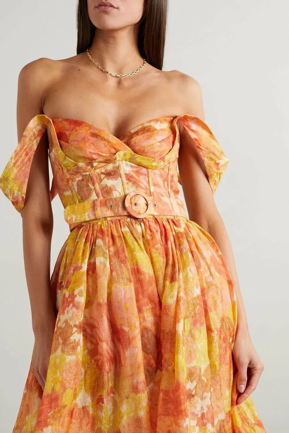 Zimmermann High Tide Picnic Midi Dress Citrus Ikat Floral Size 0 / 8 AU - Image 2
