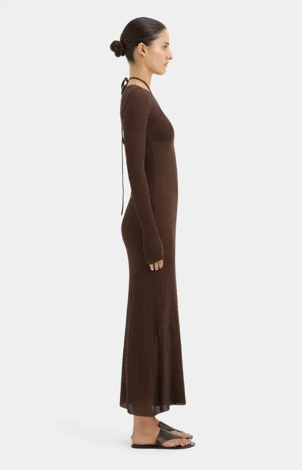 Sir the Label Emmeline Halterneck Long Sleeve Dress Chocolate Size 0 / AU 6 - Image 2
