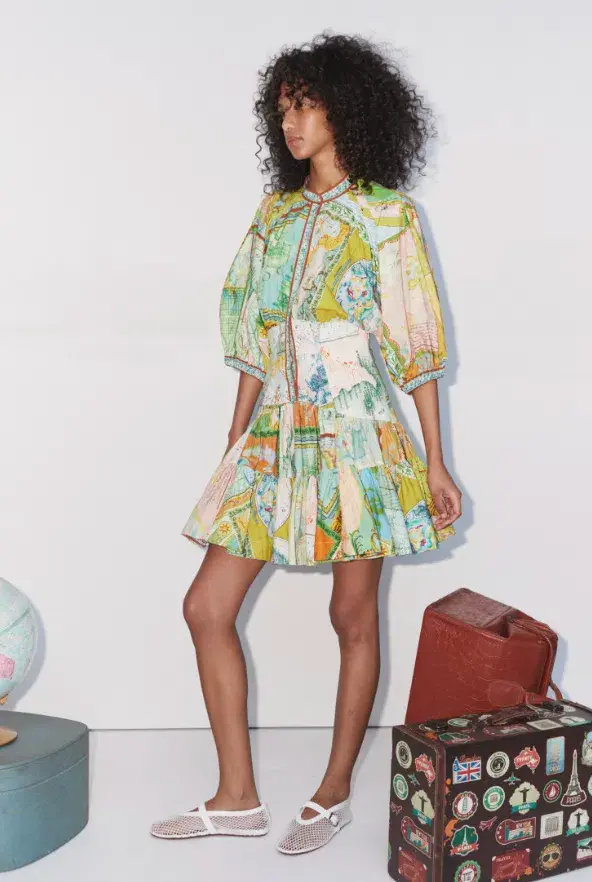 Alemais Atlas Mini Dress Green Multi Size 6 for rent on The Volte - main image