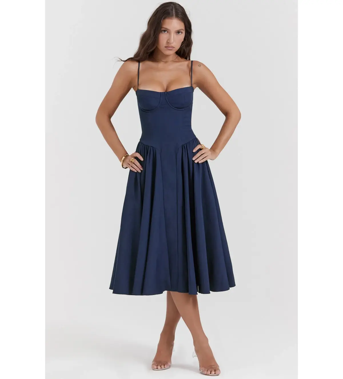 House of CB Samaria Corset Sundress in French Navy Size 6/XS - Image 1