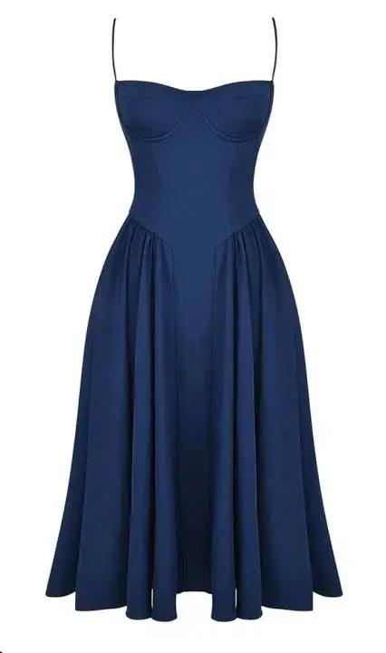 House of CB Samaria Corset Sundress in French Navy Size 6/XS - Image 3