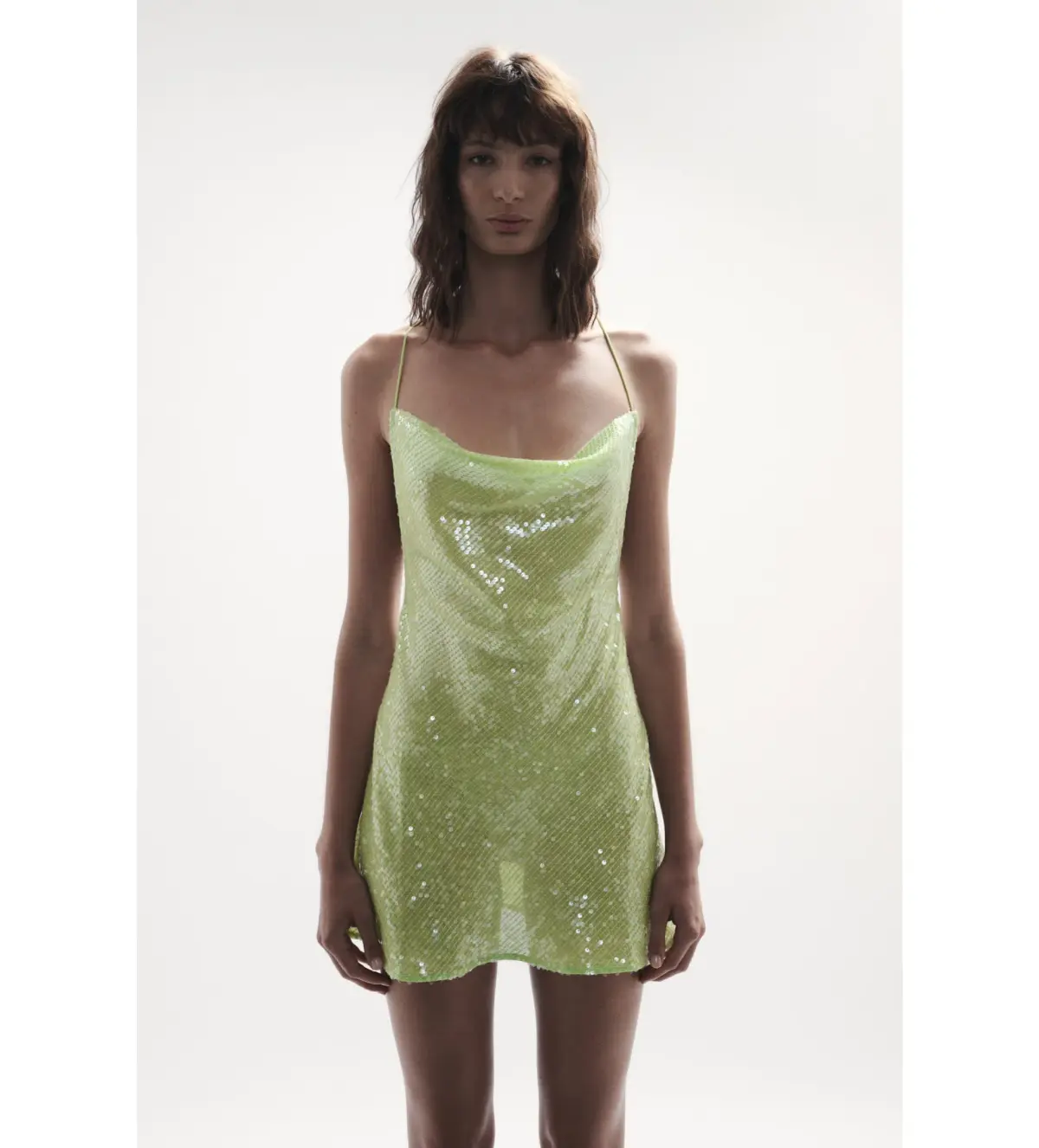 Sommer Swim Ibiza Chartreuse Mini Dress Sequin Size 8 - Image 1