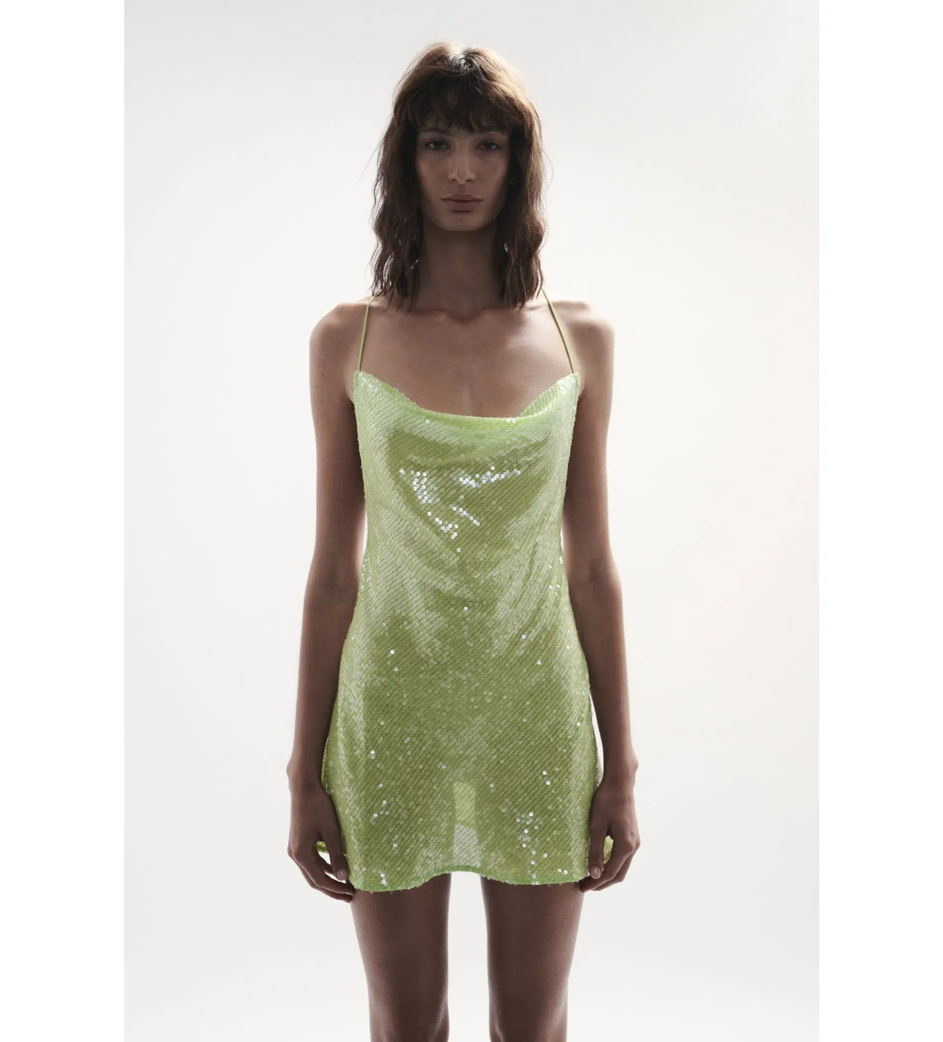 Sommer Swim Ibiza Chartreuse Mini Dress Sequin Size 8 - Image 1