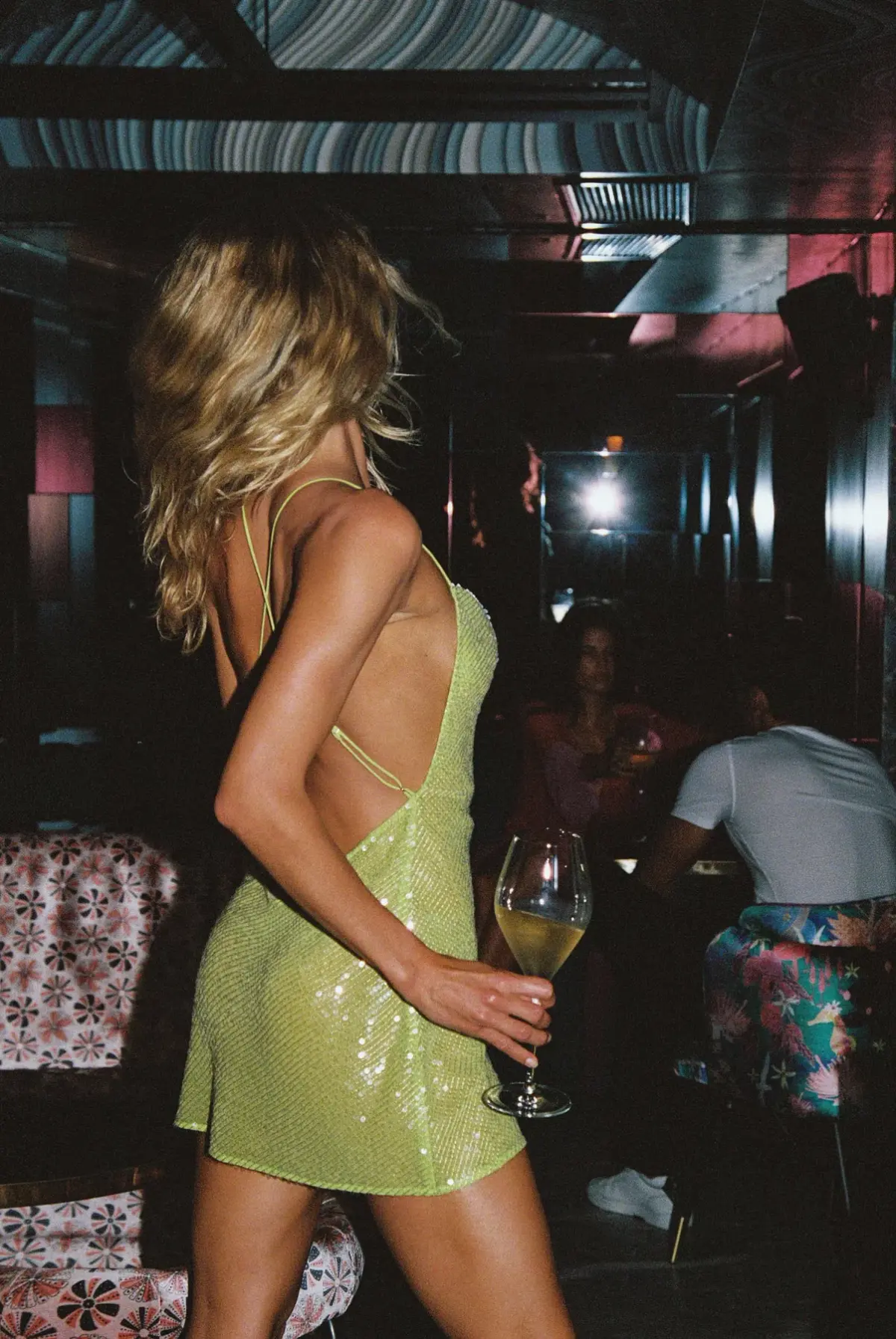 Sommer Swim Ibiza Chartreuse Mini Dress Sequin Size 8 - Image 5