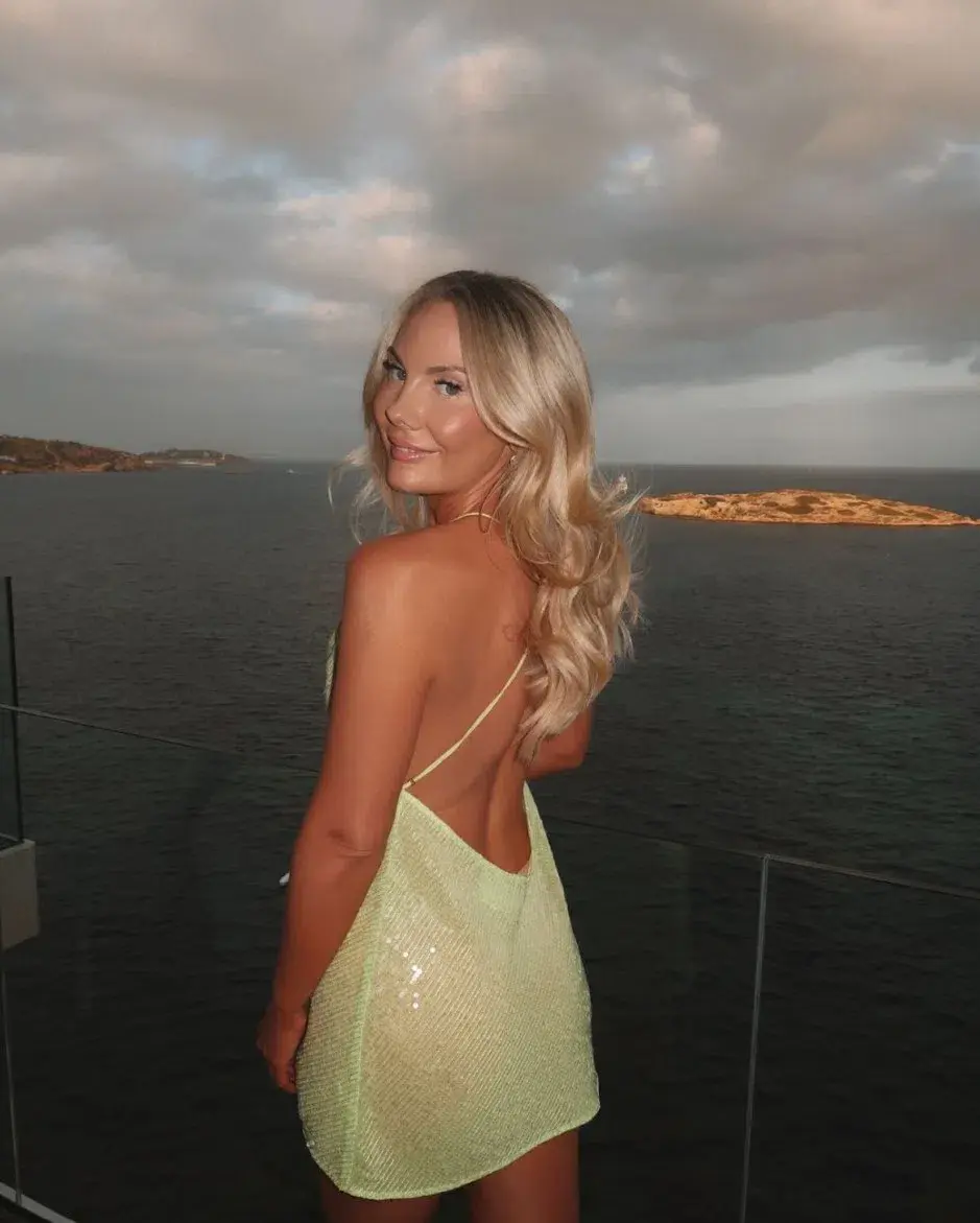 Sommer Swim Ibiza Chartreuse Mini Dress Sequin Size 8 - Image 2