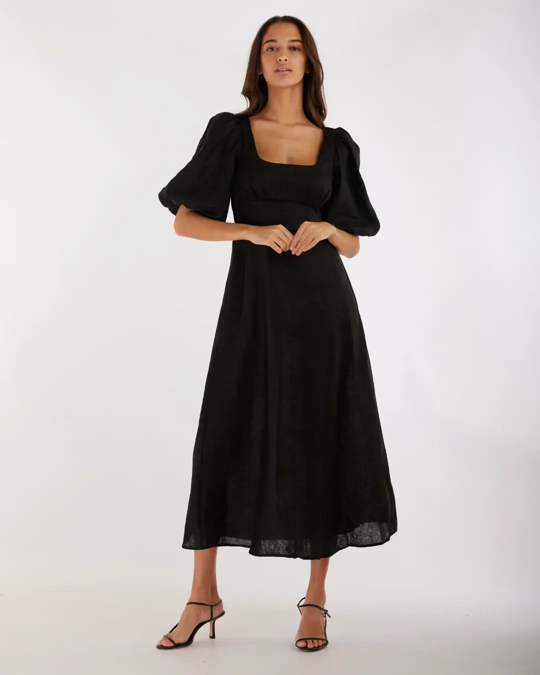 Amelius Romilly Linen Dress Balck Size 12  for rent on The Volte - main image