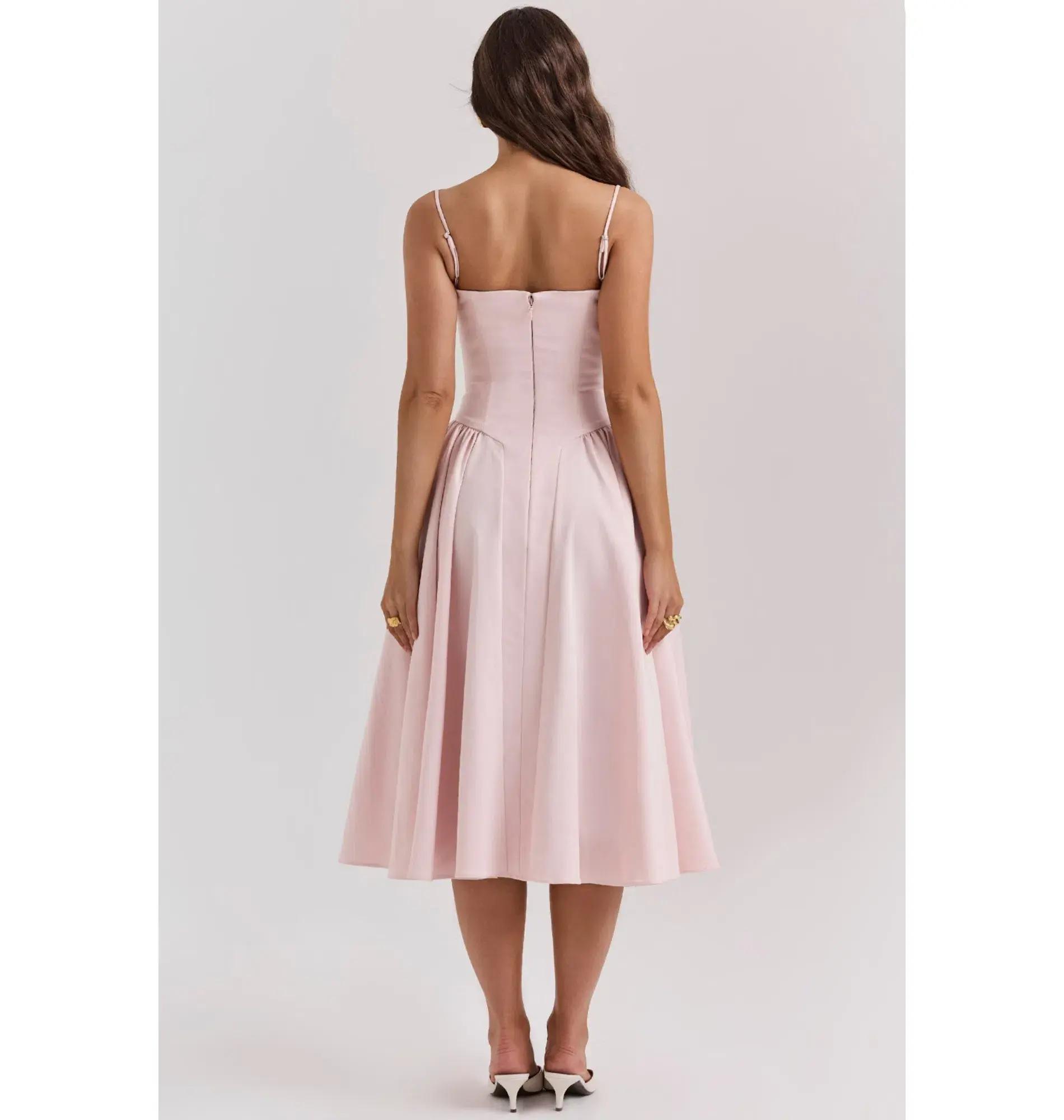 House Of CB Samaria Corset Midi Dress Ballerina Pink Size XS / AU 6 - Image 4