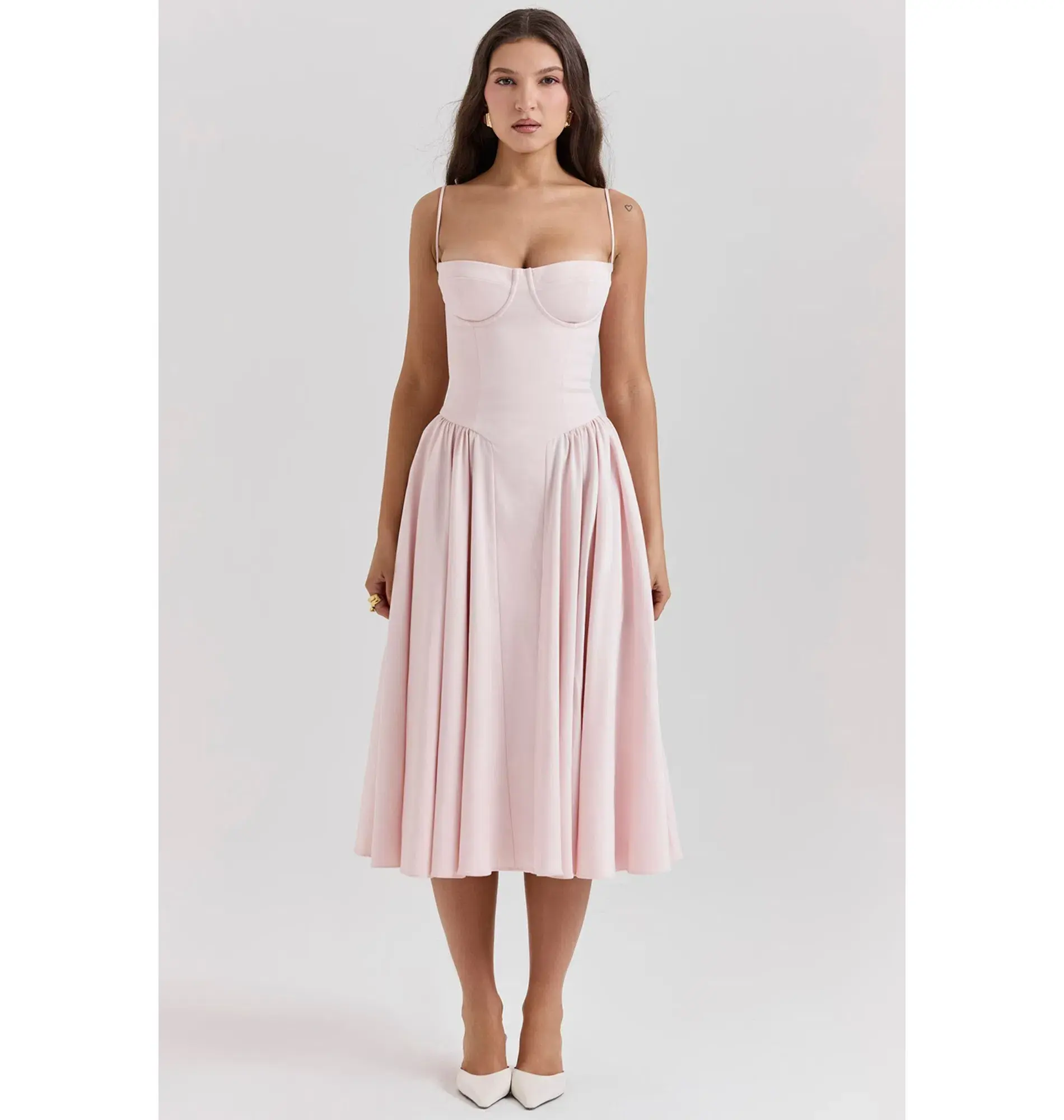 House Of CB Samaria Corset Midi Dress Ballerina Pink Size XS / AU 6 - Image 1