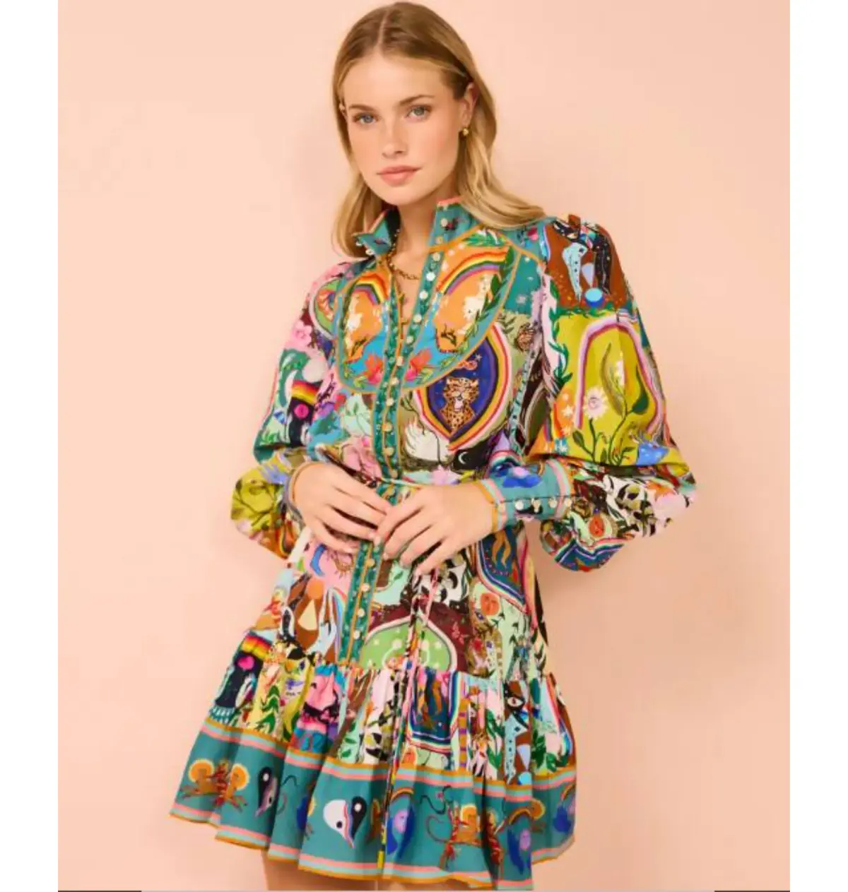 Alemais Evergreen Mini Dress Multi Size AU 8 - Image 2