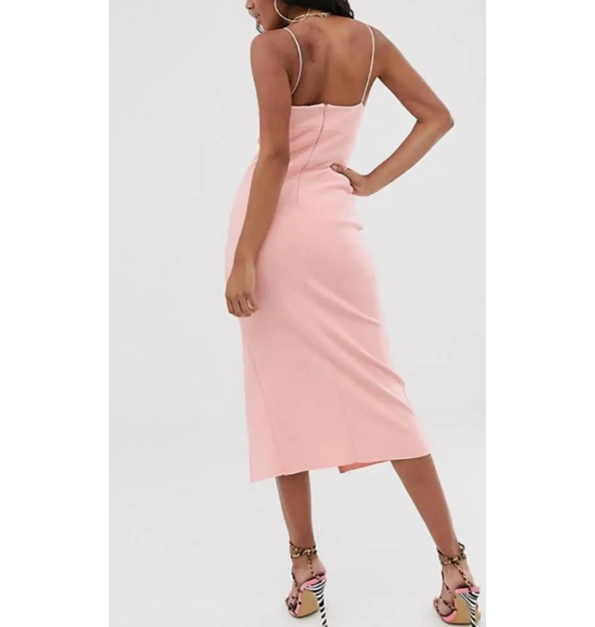 Bec & Bridge Lea Split Midi Dress in Blush Size AU 6 - Image 3