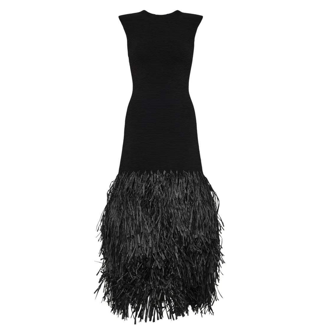 Aje Rushes Raffia Knit Midi Dress Black Size AU XS/US 2 for rent on The Volte - main image