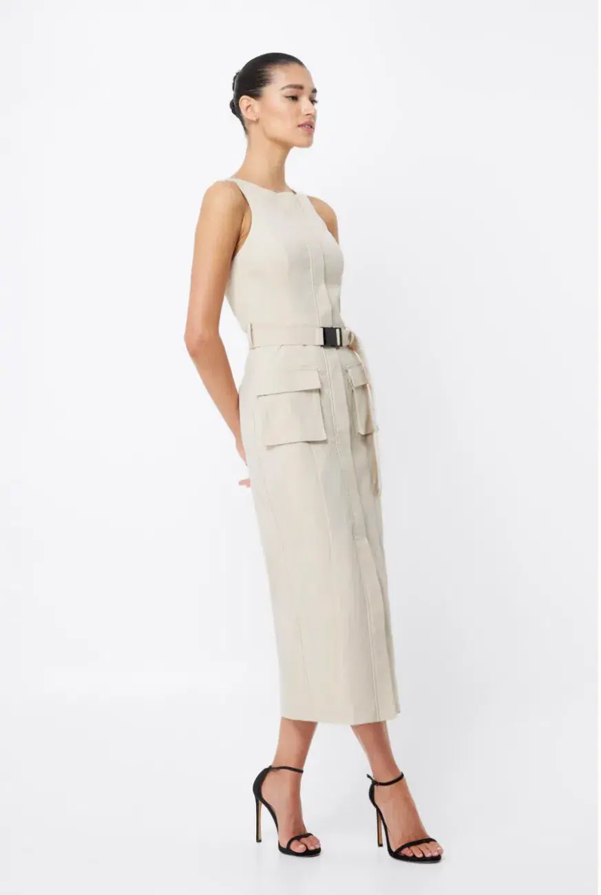 MOSSMAN BEIGE ON HIATUS MIDI SAFARI DRESS - Image 3