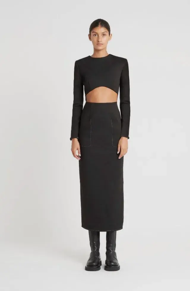 Sir the Label Maxe Black Long Sleeve Cutout Waist Midi Dress size 0 - Image 3