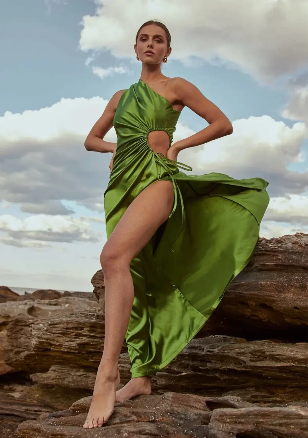 SONYA MODA Nour Maxi Dress Olive size 12 for rent on The Volte - main image