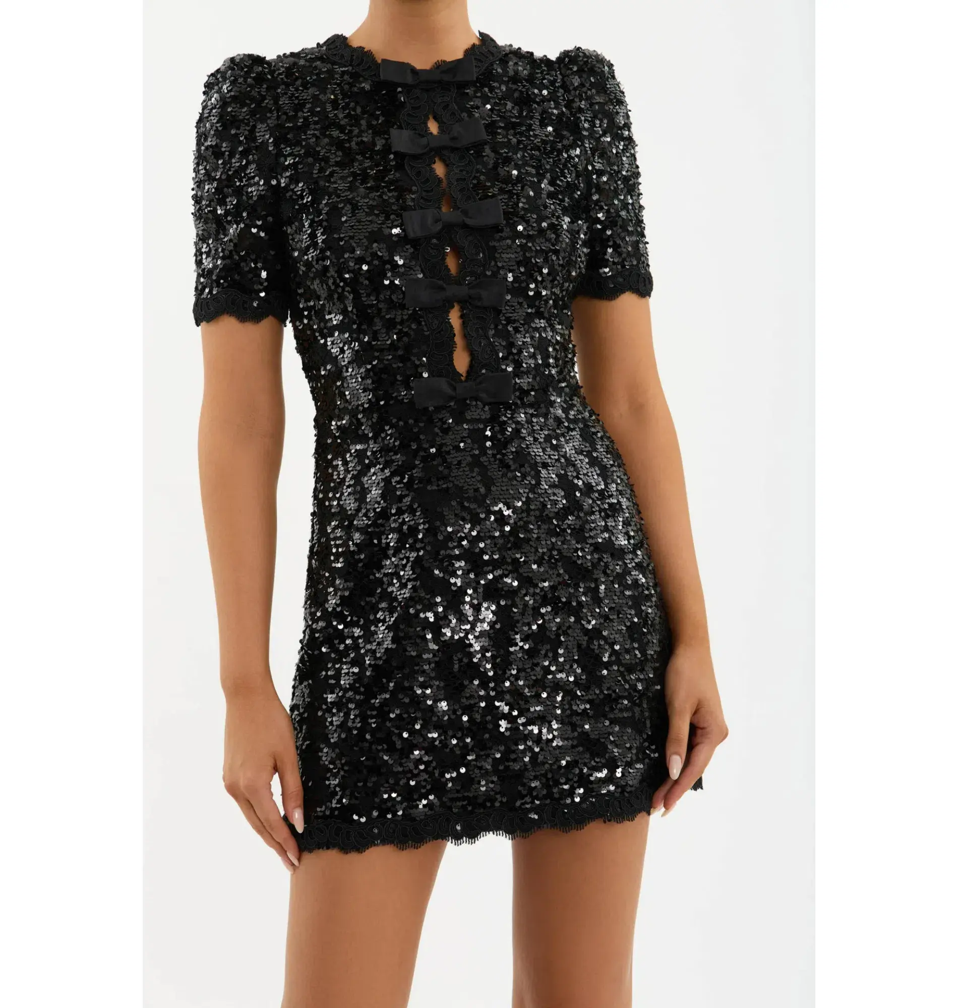 Rebecca Vallance Diana Bow Mini Dress Black Size AU 8 - Image 2