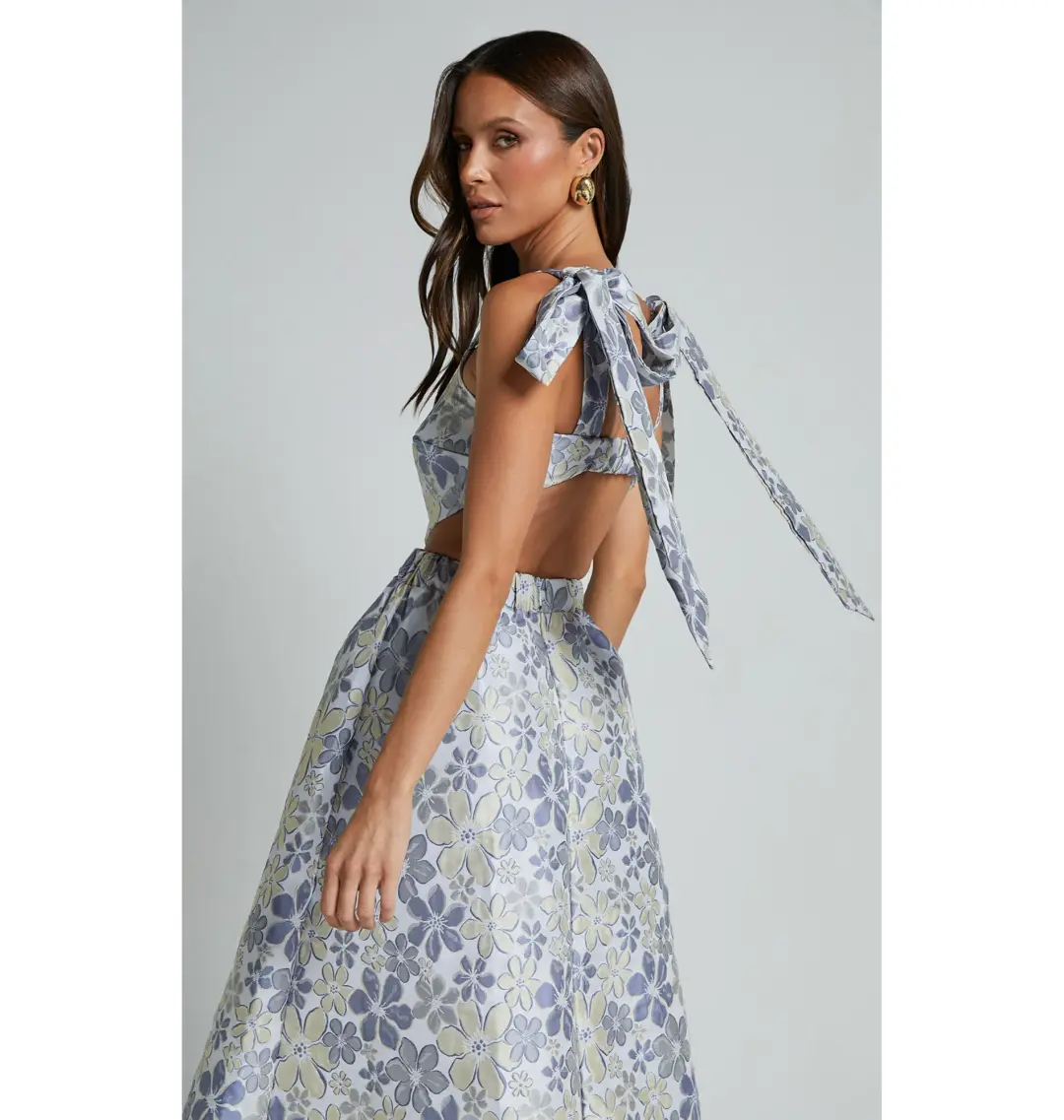 Sheike Briella Midi Dress Dress in Blue Size AU 8 for rent on The Volte - main image